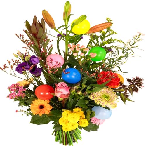 Party bouquet with balloons (Medium colorful party bouquet with 3 balloons)