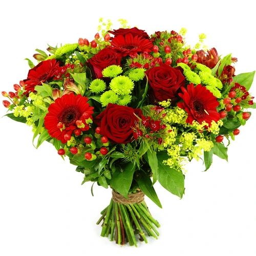Bouquet of flowers Red green (Medium red-green bouquet)