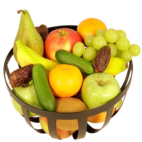 Fruit basket in luxury steel basket 25cm x H 14cm (Fruit basket in a luxury round steel basket)