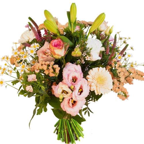 Floral bouquet of pink, salmon, and white (Medium bouquet pastel pink - salmon - white)
