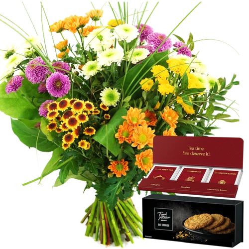 Santini book + cookies and tea (Santini (6 pieces) small box + luxury tea in crispy oat cookies (135 grams))