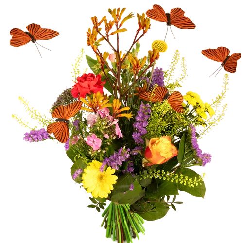 Unique Pick-Your-Own Bouquet with Multicolored Butterflies (Butterfly picking bouquet small variegated)