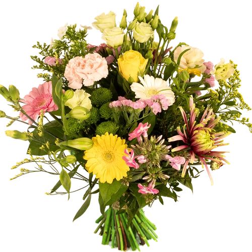 Bouncy bouquet pink yellow white (Medium bouncy pink-yellow-white bouquet)