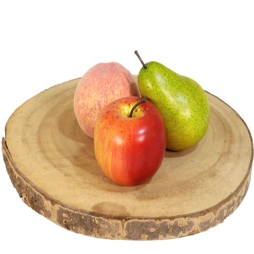 3 pieces of fruit Peach apple orange