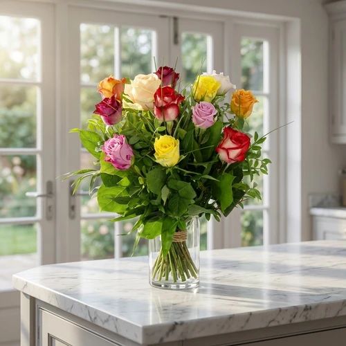 Mixed roses small (10 Mixed pink boxes including sheet material)