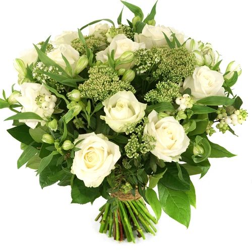 White roses and flowers (Medium bouquet of white roses and white flowers)