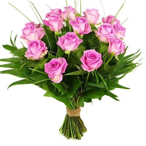 15 Pink roses (15 Rose rose with leaf material)