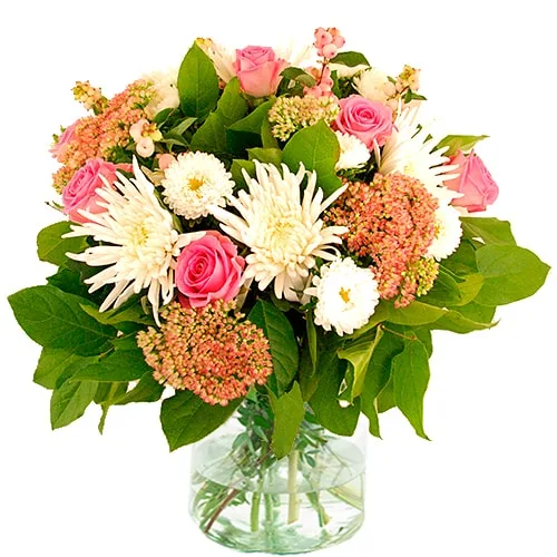 Najaarsboeket in roze wit tinten