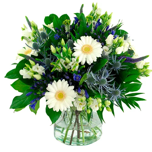 Nazomer boeket blauw-wit bezorgen