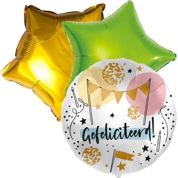 Ballonboeket gefeliciteerd party 2+1 gratis