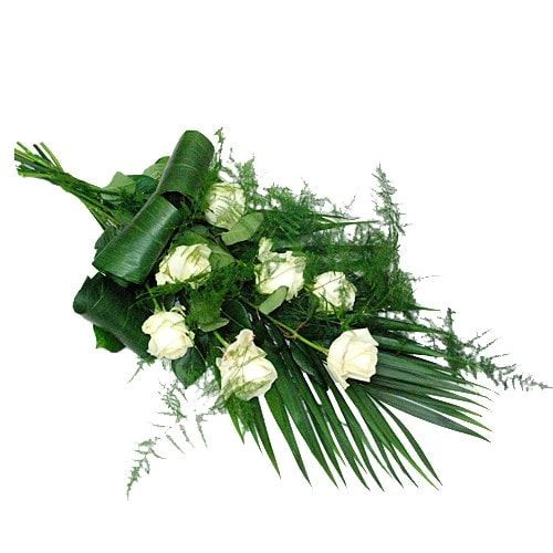 Funeral bouquet of white roses