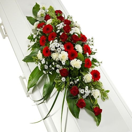 Casket decoration of red and white flowers (Standard (S))