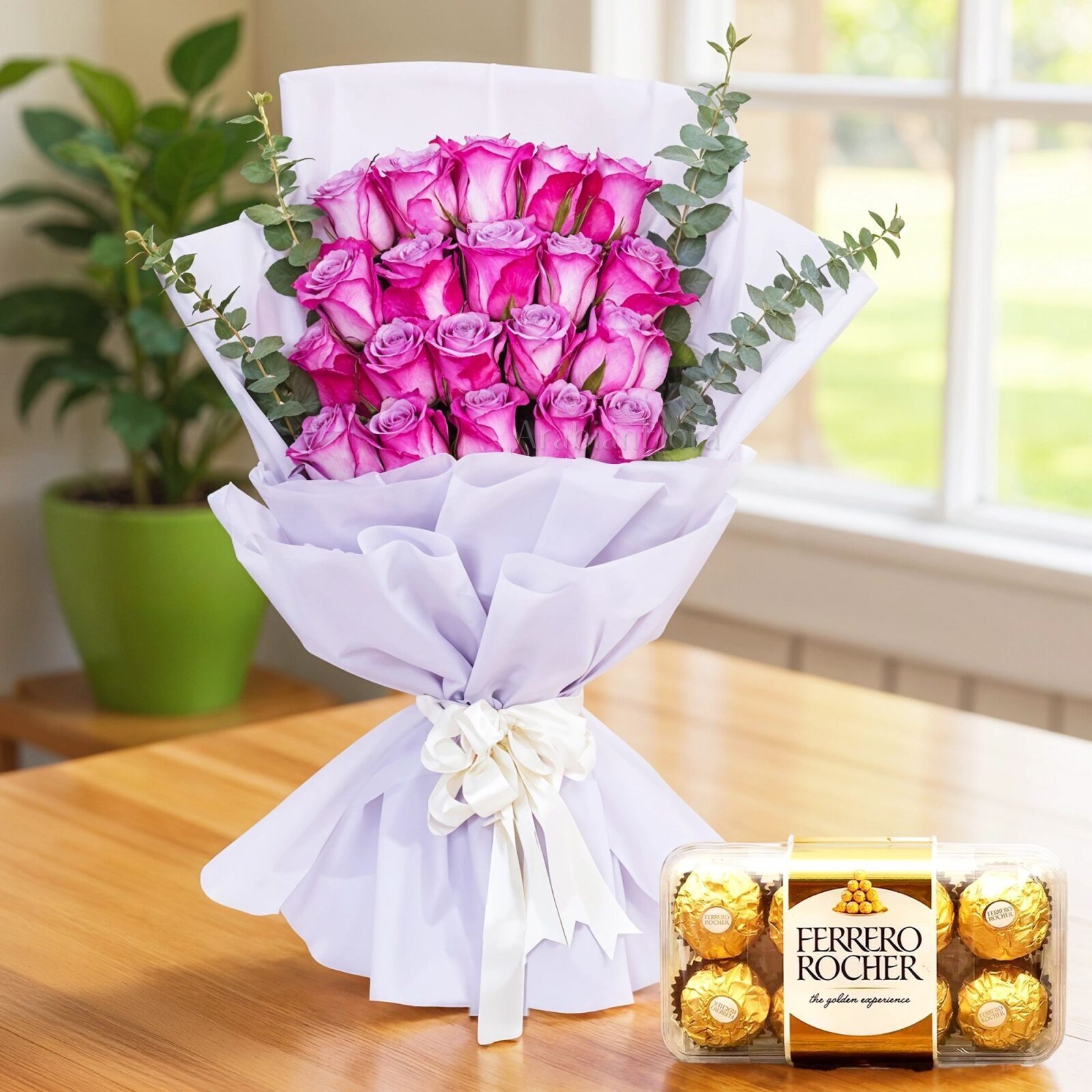 Purple Roses Bouquet and Chocolate (Classic)