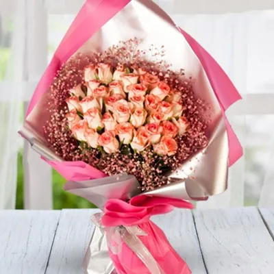 Bouquet Of Peach Roses (Classic)