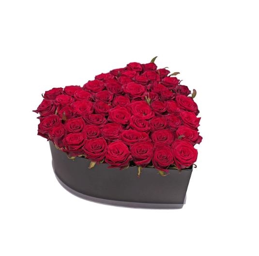 51 Red roses Hearth in box