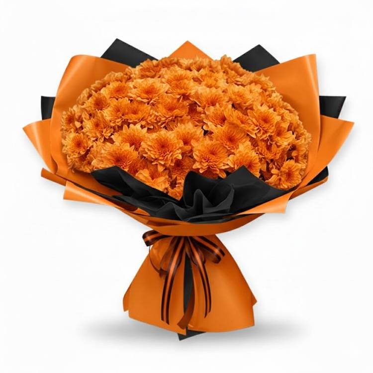 15 orange chrysanthemums