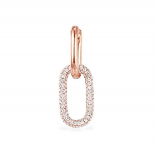 SINGLE SMALL WHITE CHAIN LINK EARRING - PINK SILVER