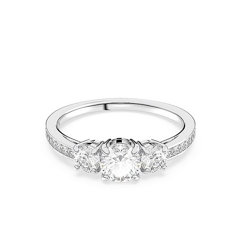 ATTRACT TRILOGY ROUND RING, WHITE, RHODIUM PLATED