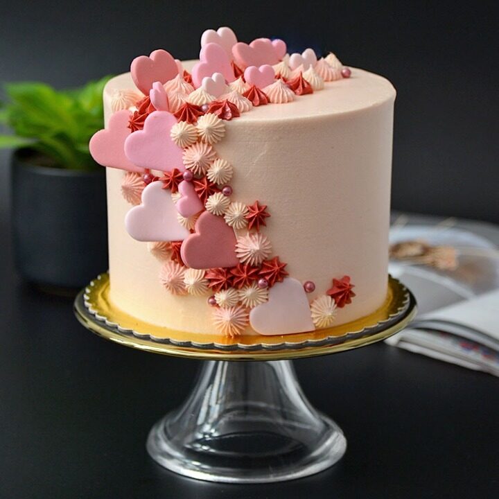 Shimmer Rose Buttercream Ribbon Cake