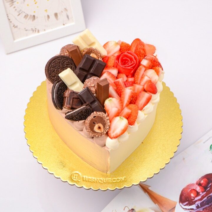 Side By Side Choco-nilla Heart Cake