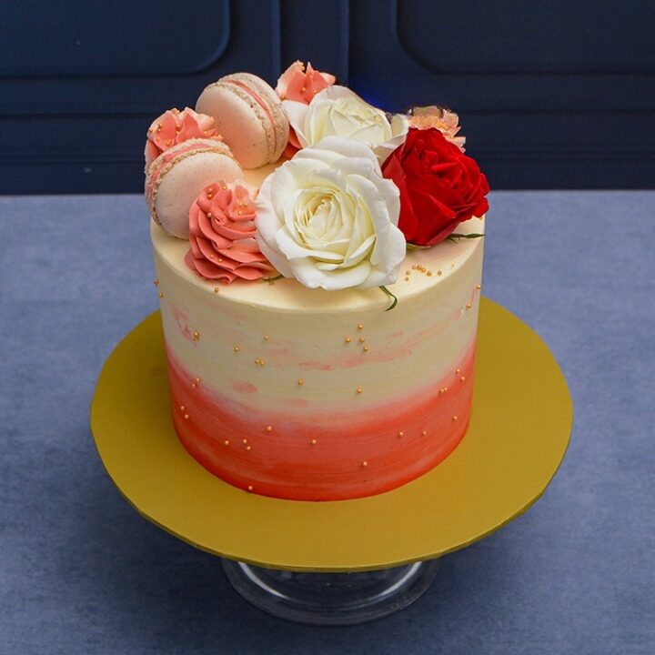 Enchanted Roses Fresh Blooms Chocolate Cake