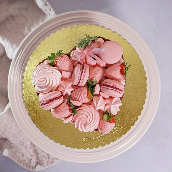 Blush Heart With Pink Berries Chocolate Cake