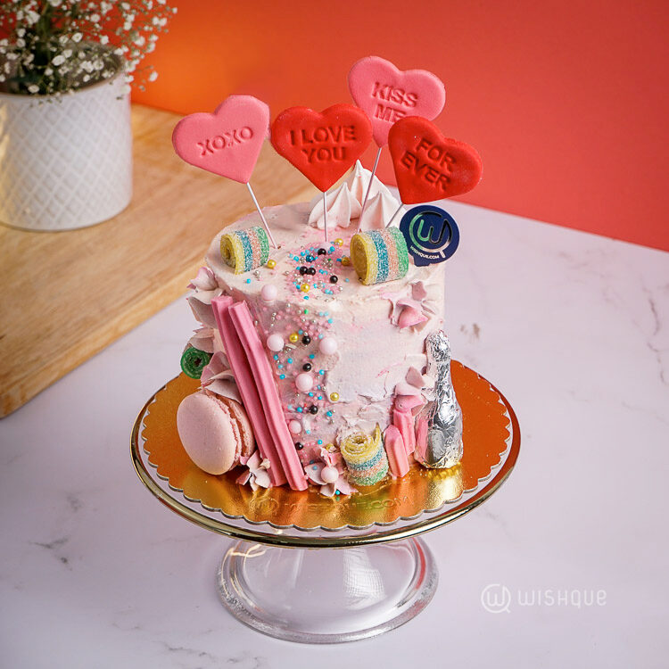 XOXO Candy Hearts Chocolate Cake