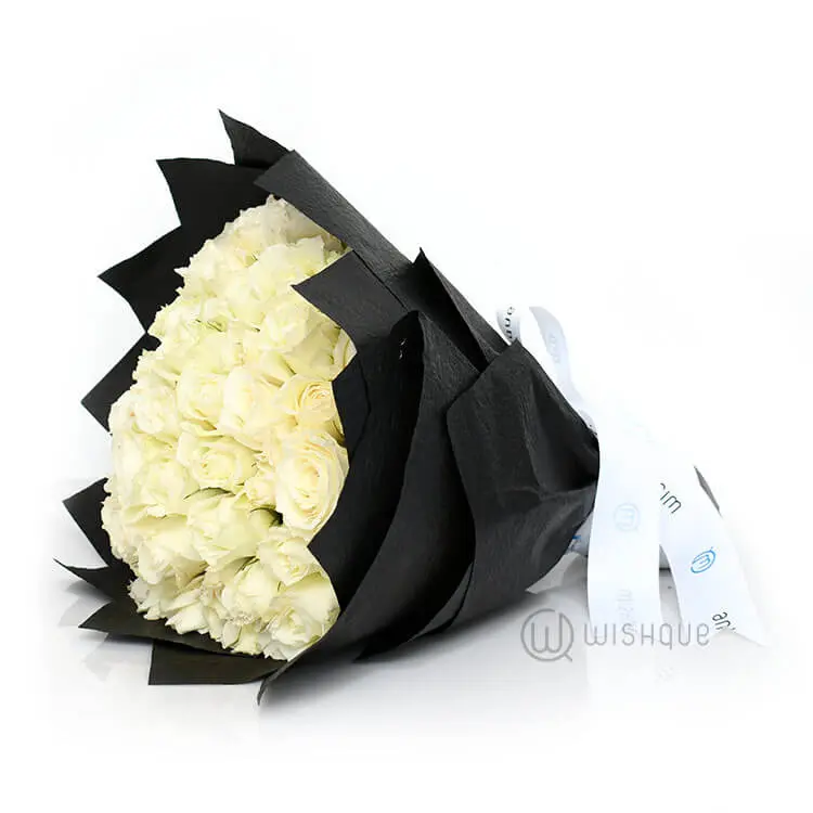 Bunch of 50 White Roses