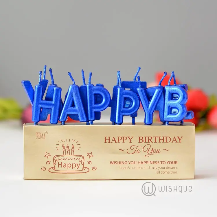 Happy Birthday Letter Candle Pack - Blue