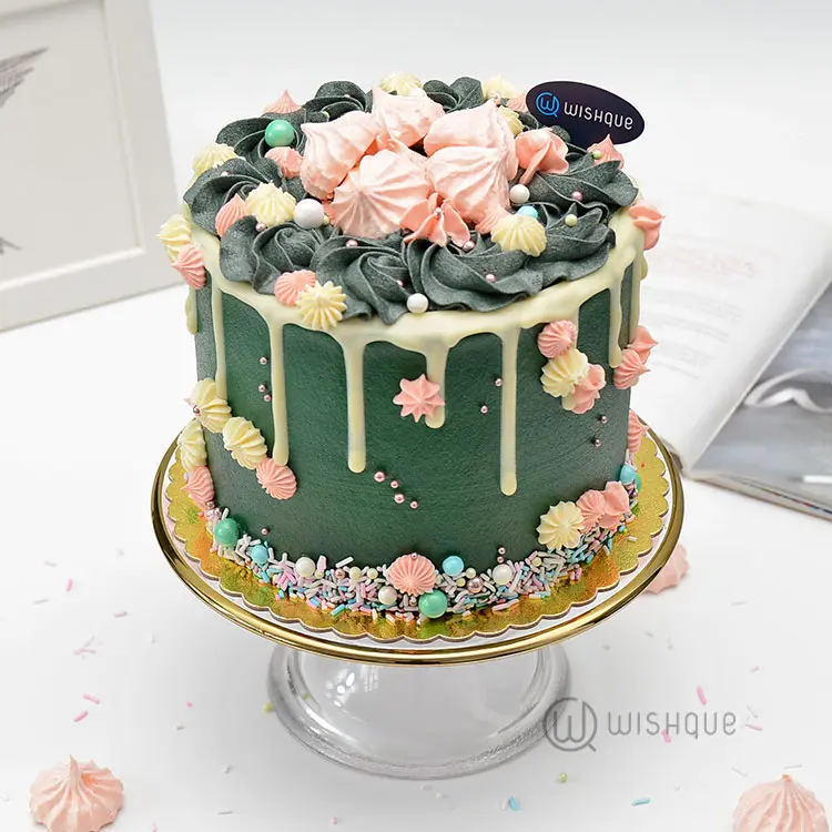 Bubbly White Chocolate Drip Ribbon Cake