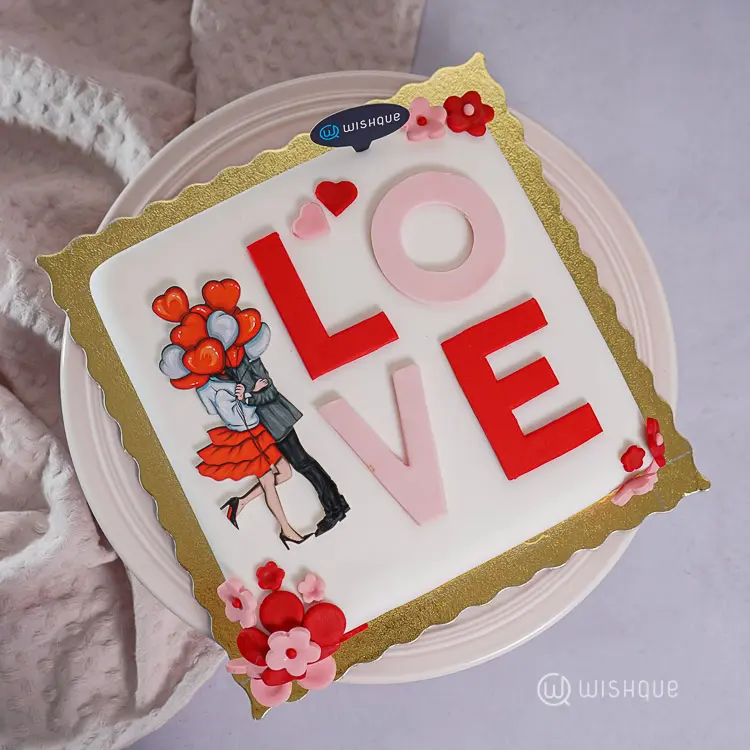 Red Balloons Ribbon Cake