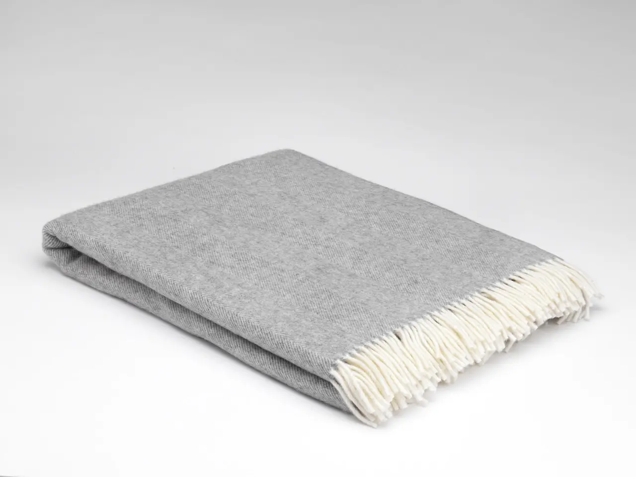 Mc Nutt Grey Herringbone Lambswool Super Soft Blanket