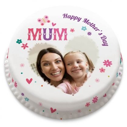 Mum Heart Photo Cake (letterbox gift cake (serves 2-4))