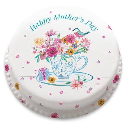 Tea Cup Flowers Cake (letterbox gift cake (serves 2-4))