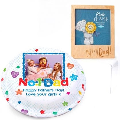 no 1 dad photo gift set (letterbox cake set(xs) serves 2)