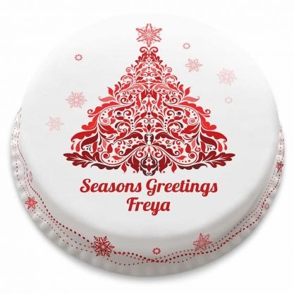 Decorative Red Tree Cake (letterbox gift cake (serves 2-4))