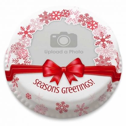 Festive Bow Photo Cake (letterbox gift cake (serves 2-4))