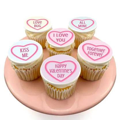 6 Love Heart Cupcakes