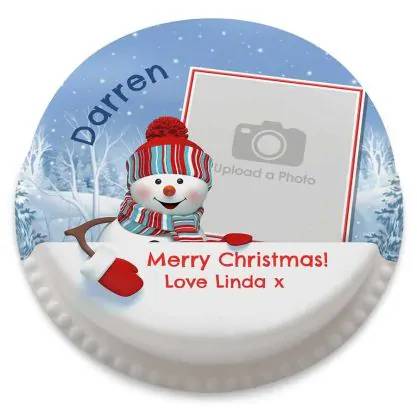 Jolly Snowman Photo Cake (letterbox gift cake (serves 2-4))