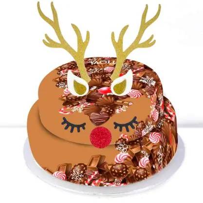 Reindeer Tiered Cake (Single Tier (P) Serves 10)
