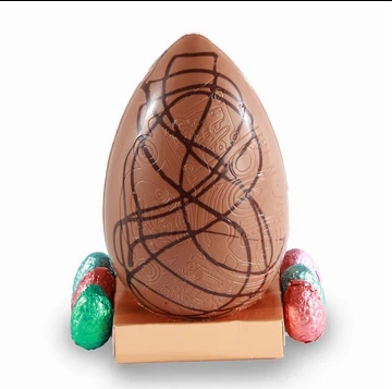 MILK CHOCOLATE DRIZZLE EGG, WITH BELGIAN PRALINE EGGS