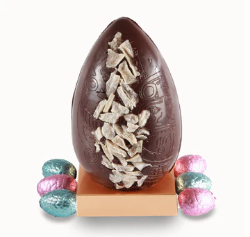 CHINESE GINGER DARK CHOCOLATE EGG, WITH BELGIAN PRALINE EGGS