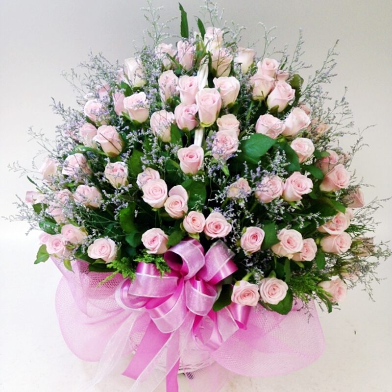 Flower Basket(100 Roses)-Pink