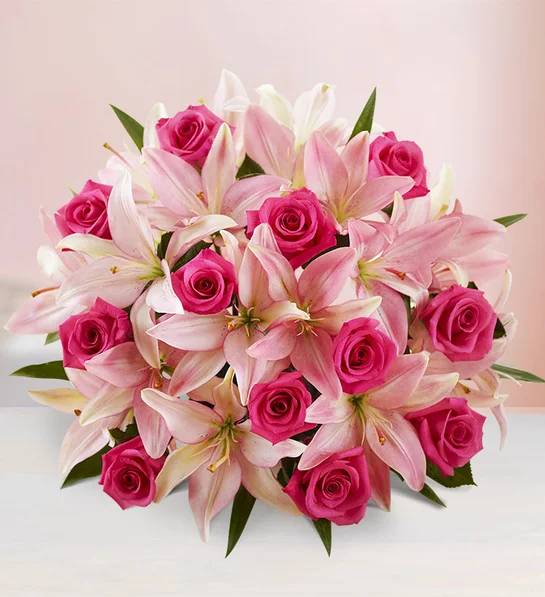 Pink Rose & Lily Bouquet (Bouquet Only)