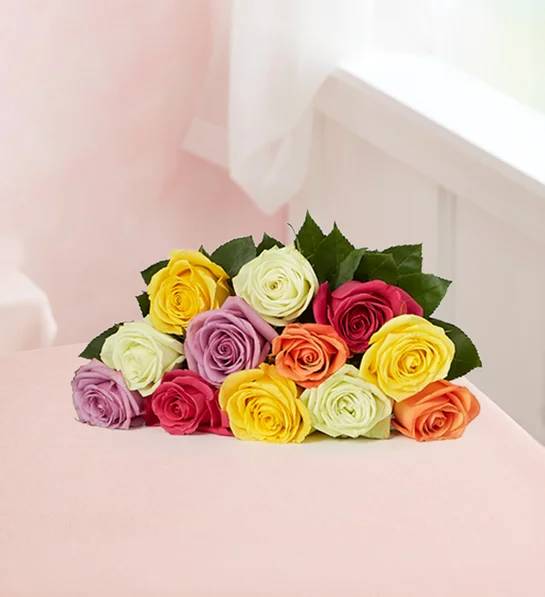 Romantic Assorted Roses (12 Stems, Bouquet Only)