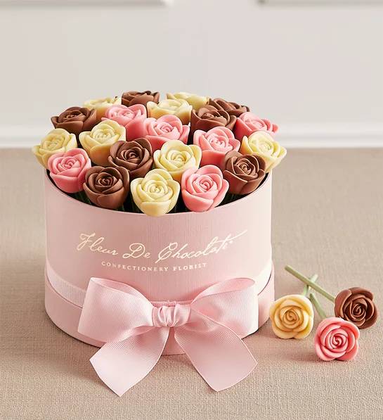 Fleur De Chocolate Perfectly Pink Belgian Chocolate Roses (Classic)