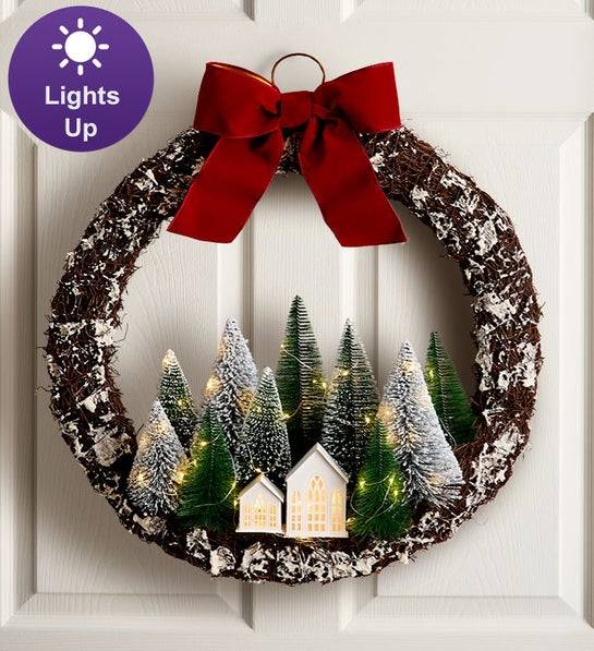 Winter Wonderland Village Wreath - 22"