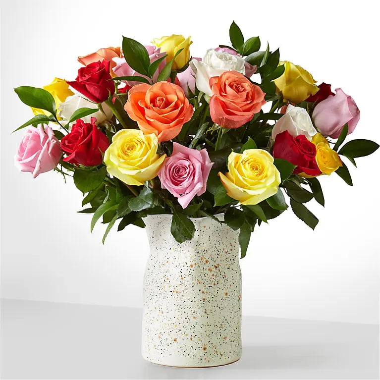 Mixed Roses (12 Roses With Vase)