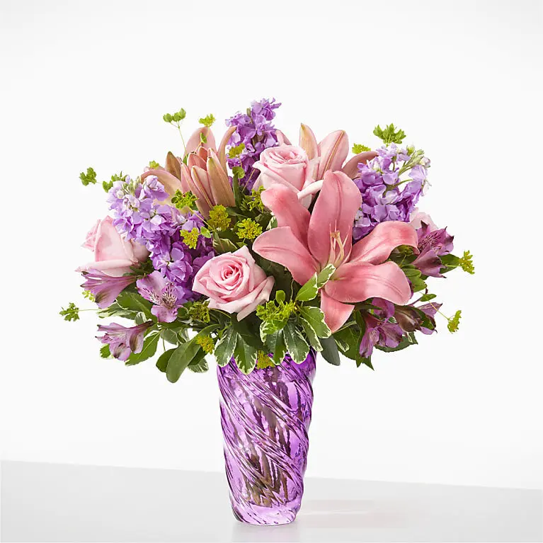Precious Petals Bouquet with Luxe Swirl Vase
