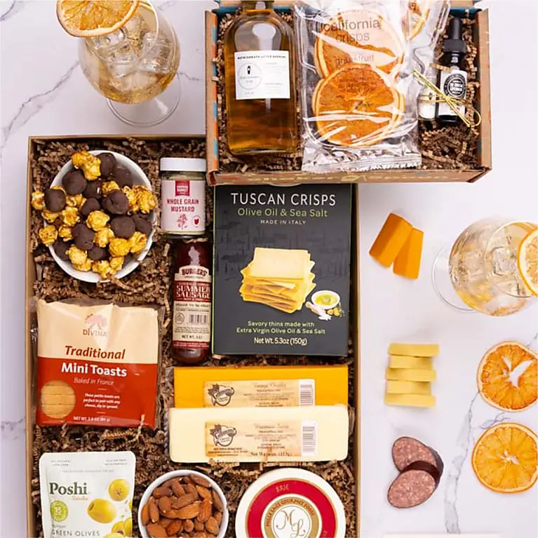 Deluxe Cheese & Charcuterie Box with Garden Party Spritz Cocktail Kit
